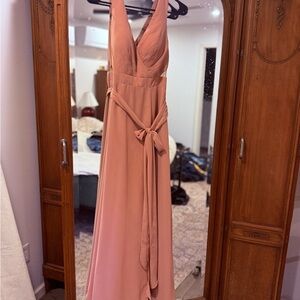 Blush Pink Chiffon Wrap Bridesmaid Dress – Size A6